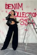 Siyah Geniş Paça Jeans Pantolon resmi